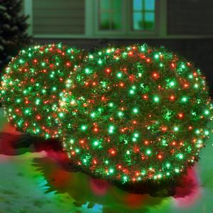 Led Red and Green Christmas Net Lights Outdoor Christmas Bushes Lights 120Led 6ftx5ft, Connectable Outdoor Indoor Mesh Net Lighting for Xmas Holiday, Garden, Lawn, Shrubs, Trees, Bushes Decorations