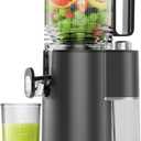Cold Press Juicer, 5.4" Wide Feed Chute Juicers with 350w Power Motor, Slow Masticating Juicer Machine with High Juice Yield for Whole Vegetables & Fruits, Easy to Clean, Black Gray