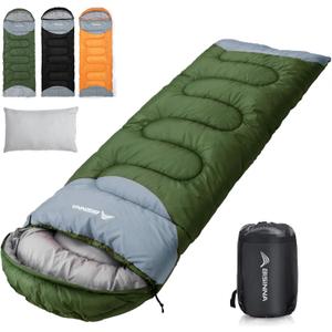BISINNA 0 Degree Winter Sleeping Bags(480GSM) for Adults-Cold Weather Camping Sleeping Bag-Comfortable Warm Portable Sleeping Bags with Pillow Compression Sack for Backpacking Hiking Outdoor, 2.3kg Left Zipper