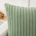 Kevin Textile 14x36 Inch Long Lumbar 1 Pack Spring Plush Striped Corduroy Throw Pillow Cover Velvet Accent Decorative Long Body Rectangle Cushion Case for Living Room Couch Sofa Bed, Sage Green