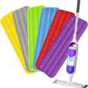 HOMTOYOU Reusable Mop Pads for Swiffer PowerMop: 6 Pack Microfiber Pad Refills for Multi-Surface Floor Cleaning - Machine Washable Replacement Sweeping Cloths for 13 ''-15 '' Spray Mop Colorful
