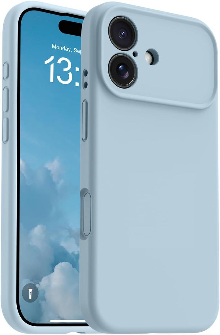 OTOFLY Magnetic for iPhone 17 Case,Compatible with Magsafe,Classic Liquid Silicone Mobile Phone Case,Integrated Camera Control Button,Anti-Scratch Microfiber Lining, Baby Blue