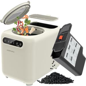 Electric Composter for Kitchen，Smart Countertop Compost Bin for Indoor Use，Mill Countertop Food Composter with Large Carbon Filter, Odorless & Quiet, Auto-Cleaning, Fast 3-6H Cycle