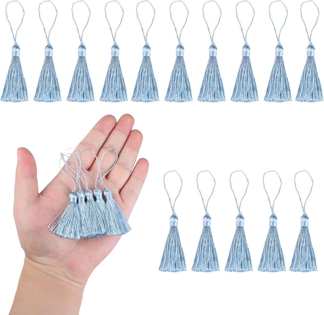 45 Pcs Mini Bookmark Tassels 10cm/4 Inch with Loops for Keychain Earring, Bookmarks, Jewelry Making, DIY ProjectsBlue