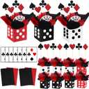 8 Sets Casino Party Decorations Themed Table Centerpieces Casino Night Table Party Toppers with White, Black, Red Dice Box Poker Cutouts and Sticks for Night Decor Birthday