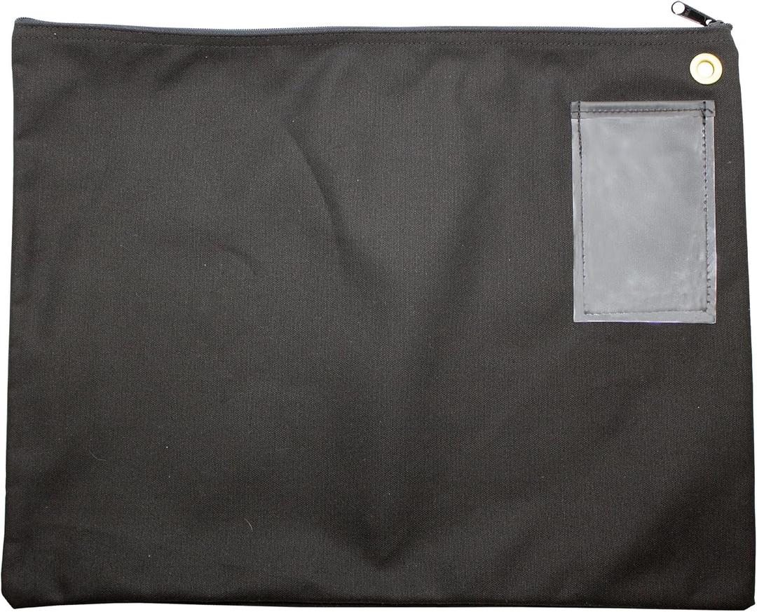Interoffice Canvas Mailbag, Transit Envelope, Mailer Pouch, Sack for Documents, 18 x 14 inch (Black)