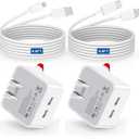 40W Dual USB C Wall Charger, for iPhone 16 15 14 13 12 11 Pro Max Mini iPad Double Port Type-C Fast Charging Block, 20W+20W Compact Power Adapter with 2-Pack USB-C to USB-C 6FT Cables