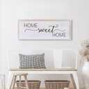 Home Sweet Home Sign Wall Decor 32X12 Master Family Room Above Bed Beautiful Living Room Above Couch Sign Large Rustic Farmhouse Wood Framed Entryway Hanging Wall Art Decoration (White)