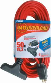 Prime No Overload Triple-Tap Circuit Breaker Extension Cord - SJTW 14/3 - 50 Foot