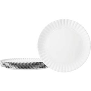 TP 8" Reusable Melamine Paper Plates, Round Plates for Party Picnic Outdoors, Set of 8, White
