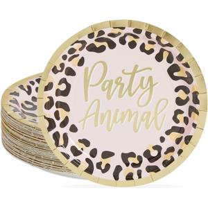 Sparkle and Bash Cheetah Print Paper Plates for Party Animal Safari Birthday and Leopard Party Supplies (7 In, 48 Pack)