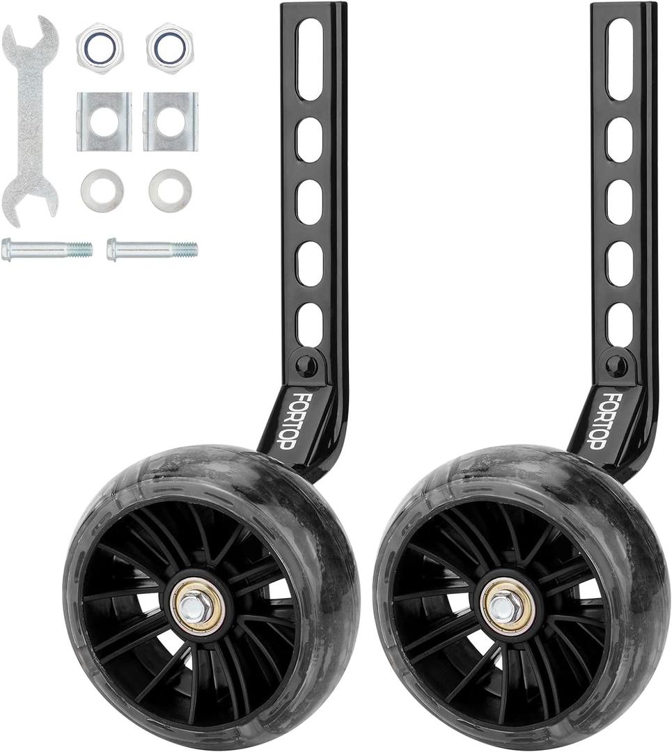 Bike Training Wheels, Pair of Heavy Duty Rear with Stabilizers Mounted Kit for Kids Boy Girls Bikes of Single Speed Bicycle with 12 14 16 18 20 Inch
