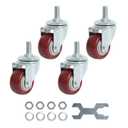 Finnhomy Swivel Caster Wheels 2 Inch Heavy Duty Threaded Stem Casters 1/2"-13 x 1 Set of 4 Premium Polyurethane Wheels PU Anti-wear Smooth Casters, Red