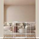 ALLAIBB Extra Wide Baby Gate Pressure Mount Auto Close White Metal Child Dog Pet Safety Gates with Walk Through for Stairs,Doorways,Kitchen and Living Room(71.65-76.38"/182-194cm)