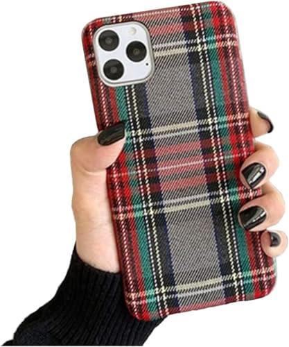 Mixneer Warm Flannel Plaid Cloth Phone Case for iPhone 17/16/15/14/13/12/11 Pro Max Plus Mini SE 2020 X XS Max XR Plush Scottish Tartan Grid Stripe Fabric Phone Cover (Gray, for iPhone 16 Plus)