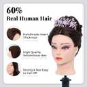 Mannequin Head 80% Human Hair - 28 Inch Make up Cosmetology Manikin Practice Doll Head with Hair,Braiding Hairdressing Head for Hair Styling with Table Clamp + DIY hair Styling Set
