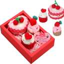 Suncalla 3 Pcs Valentines Day Crochet Gifts for Women Crochet Cupcake Dessert Doll Gift with Pink Box Cards for Valentines, Sis Big Little Sister, Mother's Day, Wedding Decor