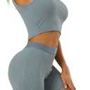 LICOBOD Casual Workout Sets 2 Piece Outfits for Women Ribbed Crop Tank Top High Waist Yoga Leggings Lounge Wear Tracksuit