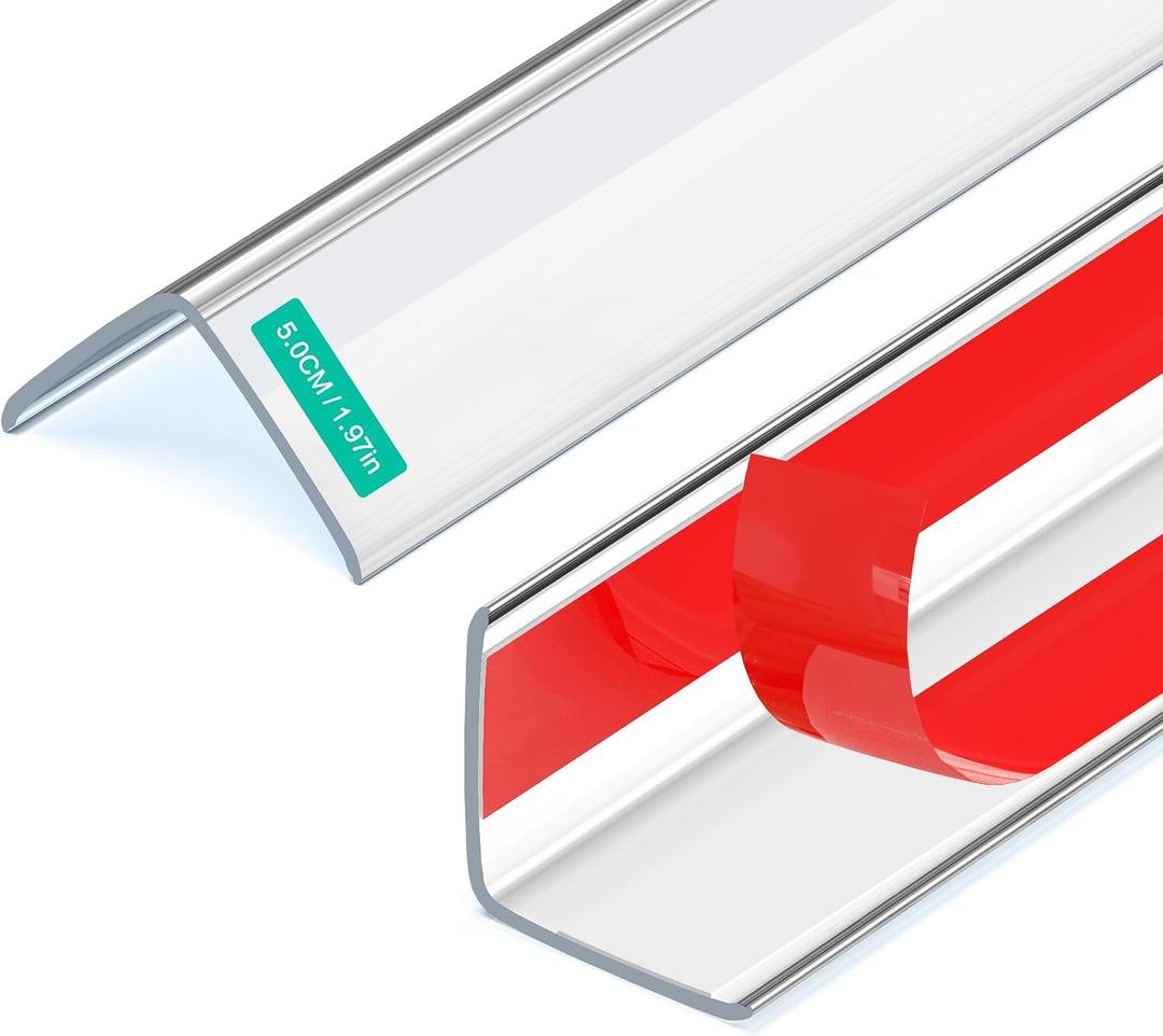 Wall Corner Protector, Walls Edge Protector, Self-Adhesive Wall Corner Guards, PVC Double Side Edge Protector, Furniture Stairs Guard (Clear, 2pcs x 35.4" L x 1.97" W)