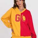 VILOVE Football Sweatshirts Women Game Day Long Sleeve Shirts Football Team Pullover Sunday Funday Casual Tops (Medium, Red and Yellow)