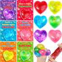 24 Pack Valentine Day Gifts for Kids Classroom Valentines Cards with Heart Fidget Stress Balls for Kids School Stretchy Ball Squeeze Toys Valentines for Class Exchange Gifts Party Favors Boys Girls