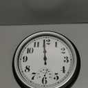 45MinST 12 Inch Indoor/Outdoor Retro Round Waterproof Wall Clock with Thermometer, Silent Non Ticking Battery Operated Quality Quartz Wall Clock Home/Patio Decor(Silver F)