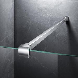 Frameless Shower Door Support Bar, Stainless Steel Wall-to-Glass Support Arm to Fixed Shower Glass Panel, for 1/4"-3/8" (6-10 mm) Door, 180 Pivot & Stow-Flat Mode (Chrome, 27.6-inch(700mm))