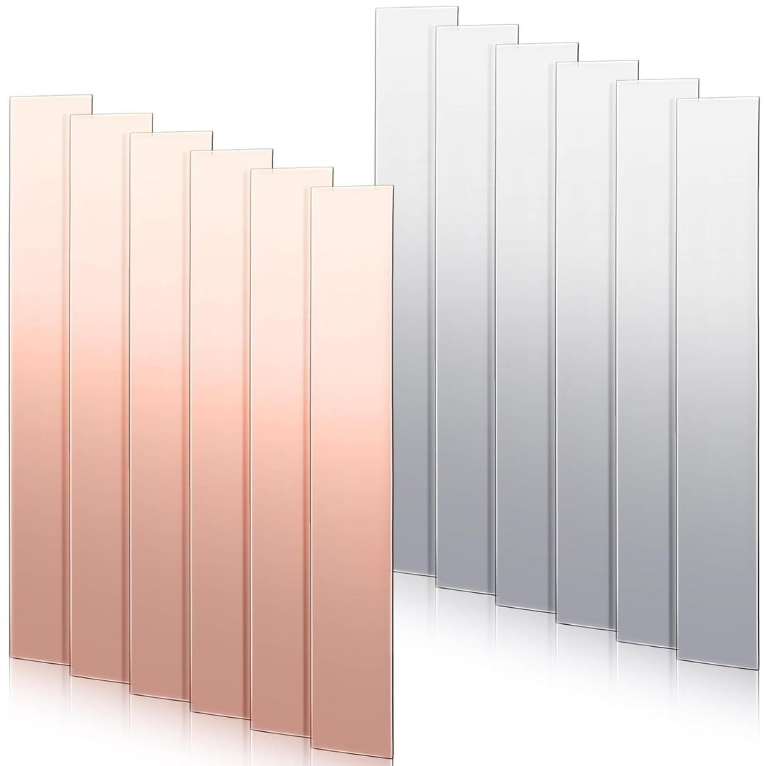 Zonon 12 Pcs Pure Copper Zinc Anode Sheet 99.9% High Purity Copper Zinc Electrode Strips 0.04" x 0.98" x 5.98" for Electroplating and Plating Scientific Experiment Research