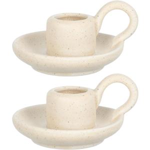 IMIKEYA Set of 2 Ceramic Candle Stands Nordic Design for Home Decor Wedding Banquet