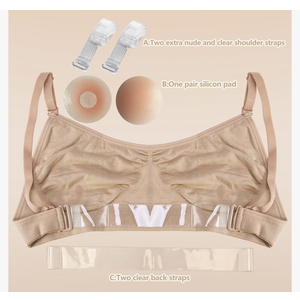 iMucci Clear Strap Bra Professional Dance Bra NO Sponge Invisible Ballet Bras, Size S