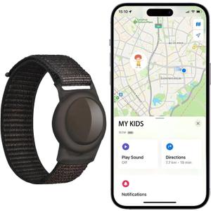 GPS Tracker for Kids (iOS Only) iOS Only Real Time Mini Locator Watch Band for Teens Special Needs and Elderly Hidden Tracking Device Works with Apple Find My No Monthly Fee Smart Safety Solution
