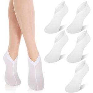 4 Pairs White Spa Cotton Socks, Reusable Hydrating Socks, Cotton Blend Breathable Foot Mask Sleeves for Dry, Cracked Feet Relief, Overnight Moisturizing Foot Care, Home SPA Therapy, 21.8cm