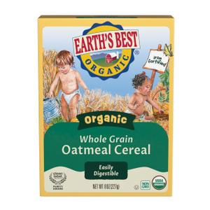 Earth's Best Organic Whole Grain Oatmeal Cereal 8 Oz (Pack of 6)
