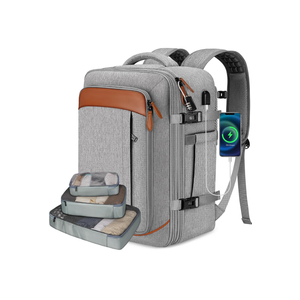 Vancropak Carry on Backpack, Flight Approved Travel Backpack with 3 Packing Cubes, Expandable Large 40L Travel Bag fits 17.3" Laptop, Anti Theft Luggage Suitcase Weekend Daypack for Women Men, Grey