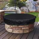 Round Fire Pit Covers for In-Ground Fire Pit 52-56 inch Heavy Duty Weather-resistant 600D Waterproof Outdoor Firepits Cover, Built-In Stone Fire Pits All-Season Protective Cover, Black