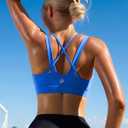 RUNNING GIRL Sports Bras for Women, Criss-Cross Back Padded Strappy Sports Bras Medium Support Yoga Bra with Removable Cups (Blue, L)