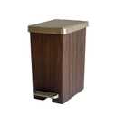 Compact Trash Can with Lid, 15 Liter/3.9 Gallon, Plastic Slim Garbage Can for Home, Bathroom, Kitchen, Office, Living Room, Bedroom, Vintage Waste Bin with Foot Pedal and Touch Top
