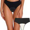 Camel Toe Cover Thong/Camel Toe Concealer Underwear/CamelToe Hider Built in Latex Cover to Hide Feminine Lines (Black)