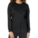 Amazon Essentials Women's Large Scrub Snap Jacket, Black, Pack of 2, Large