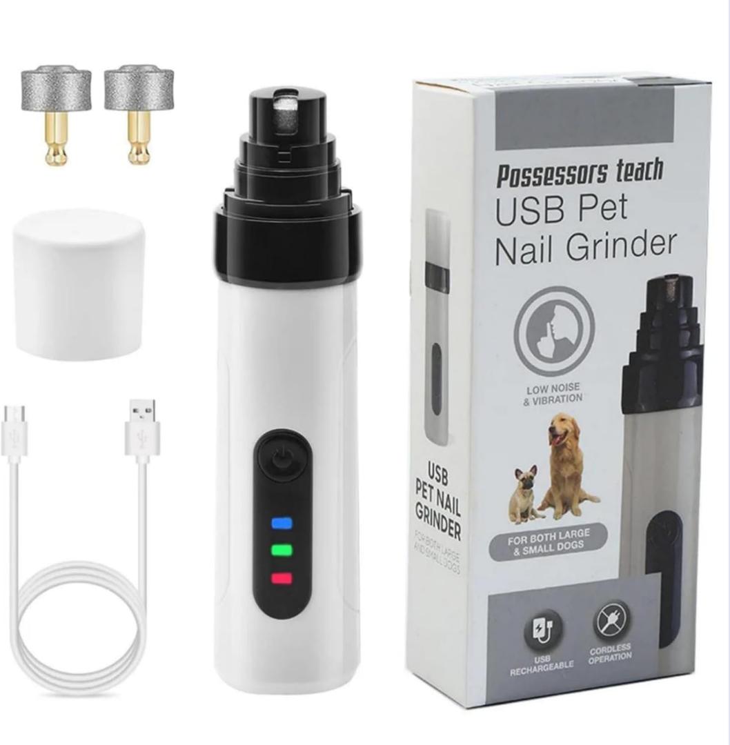Silent Groom Pro Nail Grinder - Silent Groom Pro for Dogs and Cats, Dog Nail Trimmer with Replacement Grinding Heads, Quick USB Charge(with 2 Replacement Head)