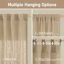 LAMIT Living Room Linen Curtains 95 Inch for Bedroom, Back Tab and Rod Pocket Linen Textured Sheer Curtains Light Filtering Burlap Drapes for Farmhouse, 2 Panels, 52 x 95 Inch, Brown