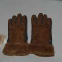 Jkulrki Women's Fleece Gloves Warm Winter Stretch Touchscreen Glove Microsuede with Faux Fur Cuff for Cold Weather (Cognac)