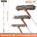 Eazer 2-in-1 Window Cleaner Tool, 64'' Window Squeegee for Home, Window Cleaning Squeegee Kit with Telescopic Pole, Window Washing Kit with Rotatable Bendable Head(Threaded + Telescopic) - EAW01
