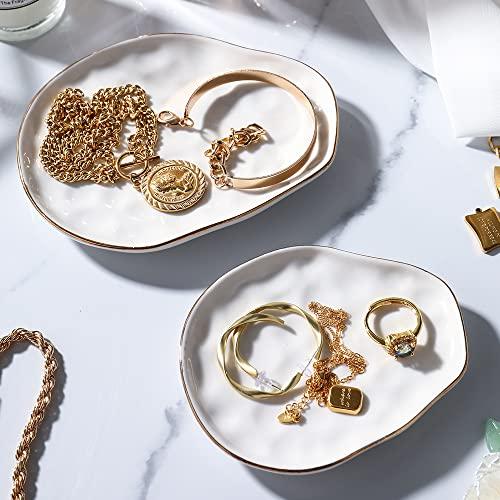 AISBUGUR Jewelry Dish Set of 2, Large Jewelry Tray for More Jewelry Ring Dish Jewelry Bowl with Beautiful Package and Greeting Card Perfect for Birthday Gifts for Women AISBUGUR Jewelry Dish Set of 2, Large Jewelry Tray for More Jewelry Ring Dish Jewelry Bowl with Beautiful Package and Greeting Card Perfect for Birthday Gifts for Women