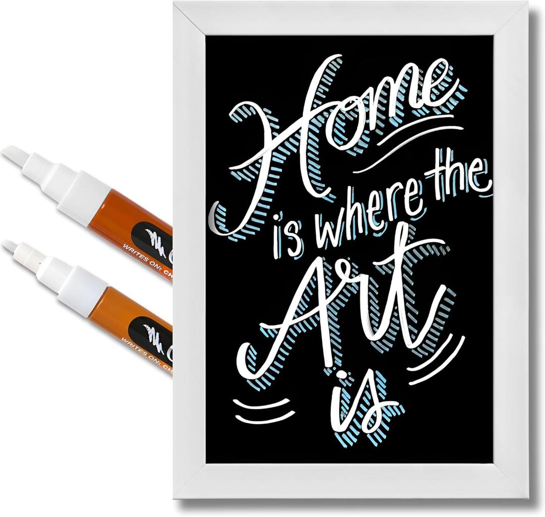 Chalk Ink White Chalkboard Markers - Professional Liquid Chalk Markers - Vibrant & Long Lasting Colors - Quick Dry & Easy to Clean (White, Mix Tip, 2 Pack)