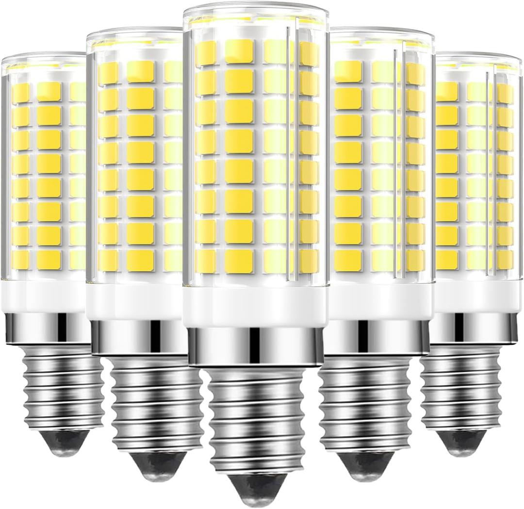 E14 LED Light Bulbs Dimmable 7W Equivalent to Halogen Bulb 75W 730LM, E14 Corn Light Bulb AC 120V for Kitchen Chandelier Home Lighting (5, Daylight White)