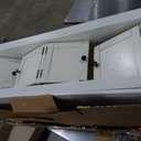 42.7 Storage Bench w/4 Doors and Adjustable Shelves, Shoe Bench w/Removable Cushion & Seating for Entryway Living Room Hallway Bedroom, White