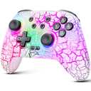 Switch Controller, Wireless Switch Pro Controller for Switch/Switch 2/Switch Lite/Switch OLED, 10 Color LED Switch Controllers, Programmable 1000mAh Switch Remote Gamepad with Wake Up, Turbo Vibration, White