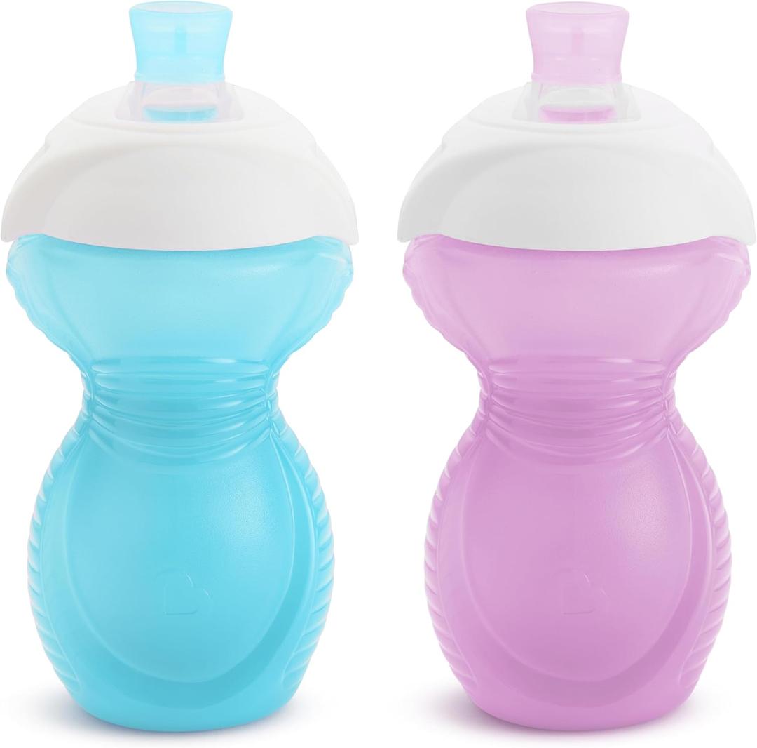 Munchkin Click Lock Bite Proof Sippy Cup, 9 Ounce, 2 Pack, Blue/Purple