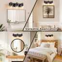 Farmhouse Bathroom Light Fixtures, 3-Light Rustic Wood Bathroom Lights Over Mirror with Glass Globe Shades, Matte Black Wall Mounted Lamp Vanity Lights for Bathroom Bedroom Living Room Cabinet